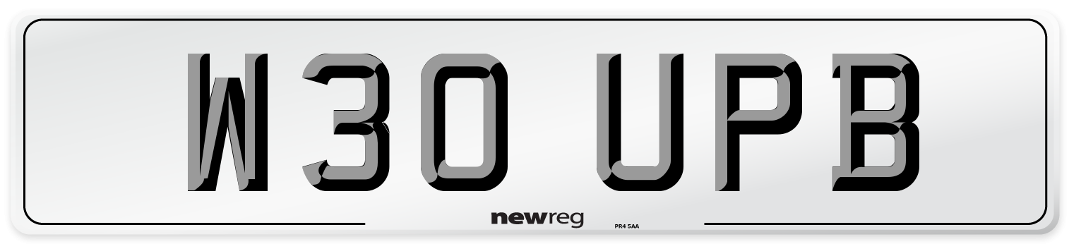 W30 UPB Number Plate from New Reg